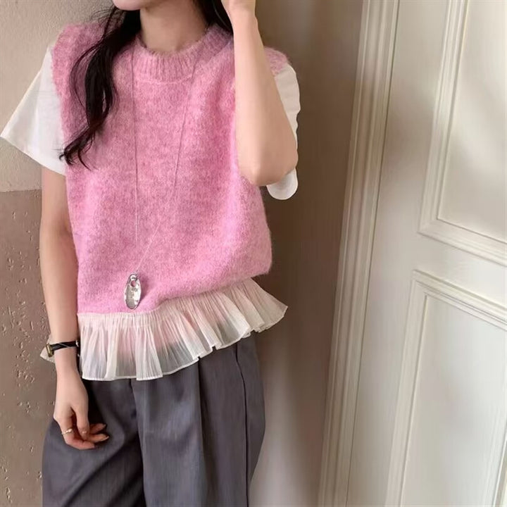 Kvinder Moderne Lagdelt Sweater med Volantkant Stilla