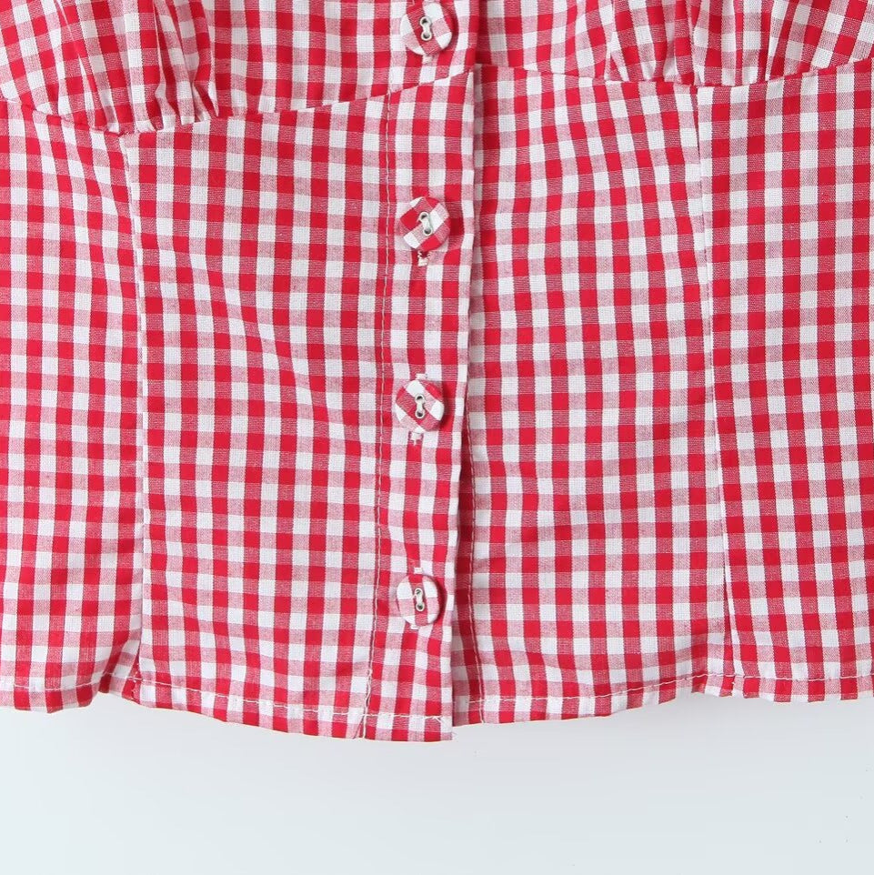 Dame ternet mønster crop-top med spidsbesætning og knapbare design Stilla