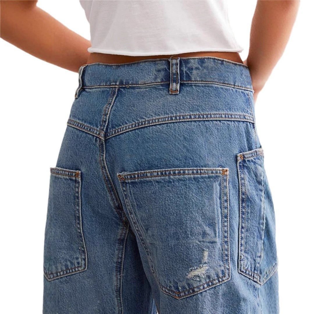 Dame Trendy Vintage Jeans i afslappet Boyfriend-snit med iøjnefaldende lommer Stilla
