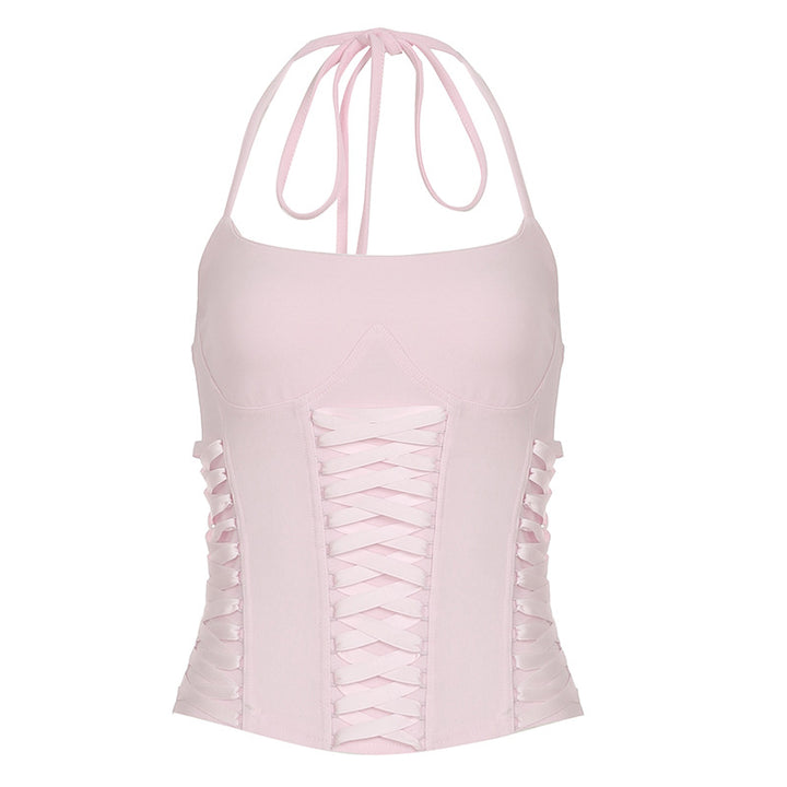 Dame Crop-Top med legesygt snørredesign og elegante stropper Skovae