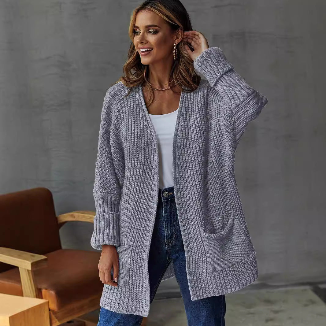 Kvinders cardigan med åben front og store lommer Stilla