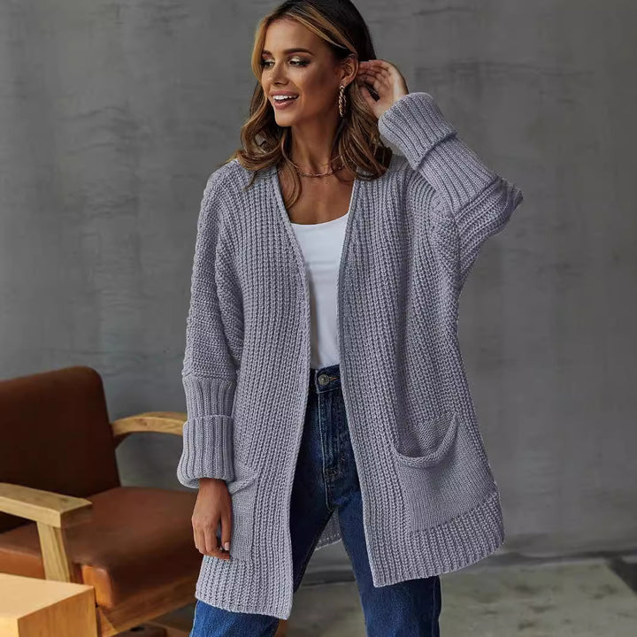 Kvinders cardigan med åben front og store lommer Stilla