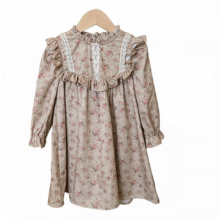 Pige Vintage Blomster Rufflesvingkjole Stilla