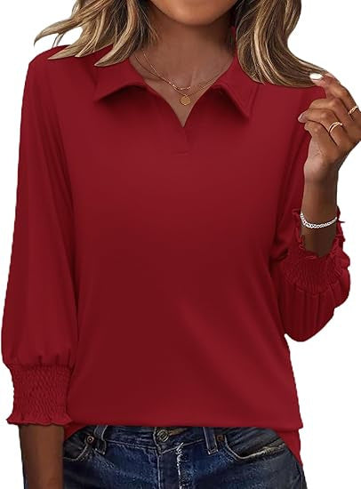 Dame Elegant Polo Shirt med Ruffle Detaljer Stilla