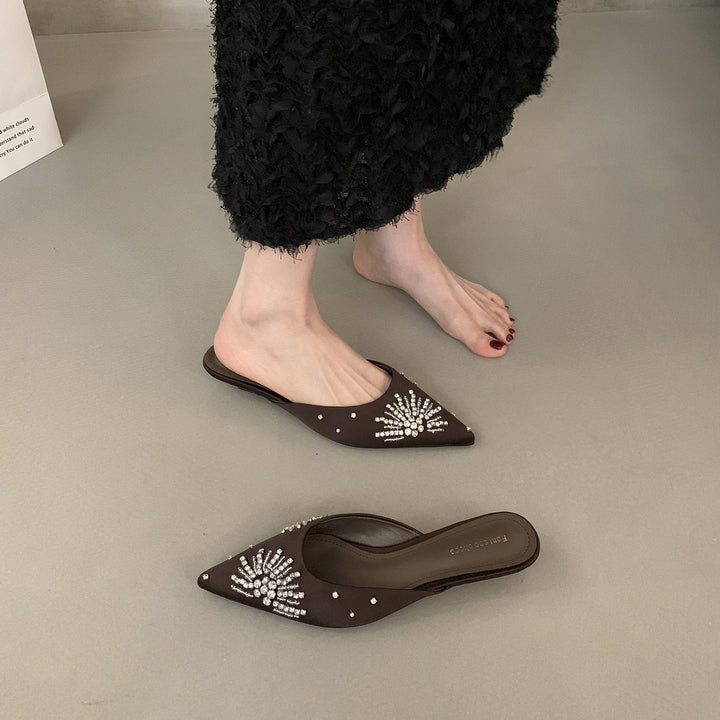 Dame Pyntede Spids Tå Slide Mules Stilla