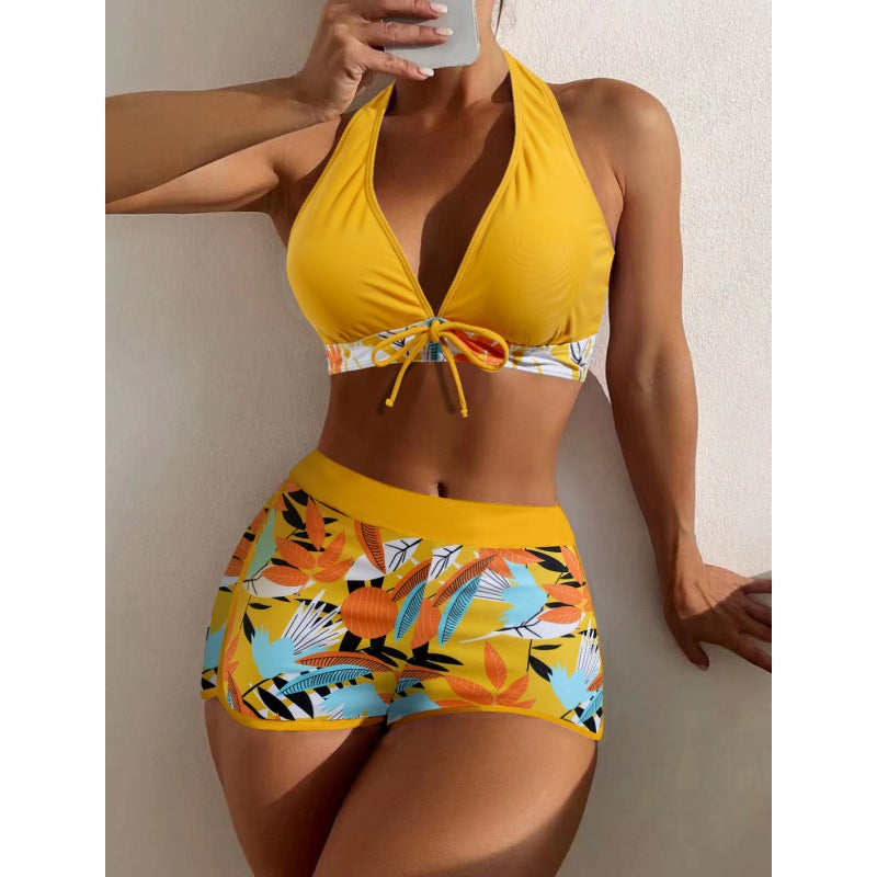 Dame Højhalset Bikini med legesygt Blomsterprint Skovae