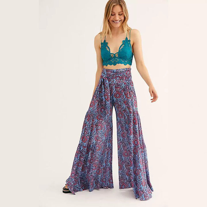 Dame Boho-stil bluse med puffærmer og elegant knaplukning Stilla