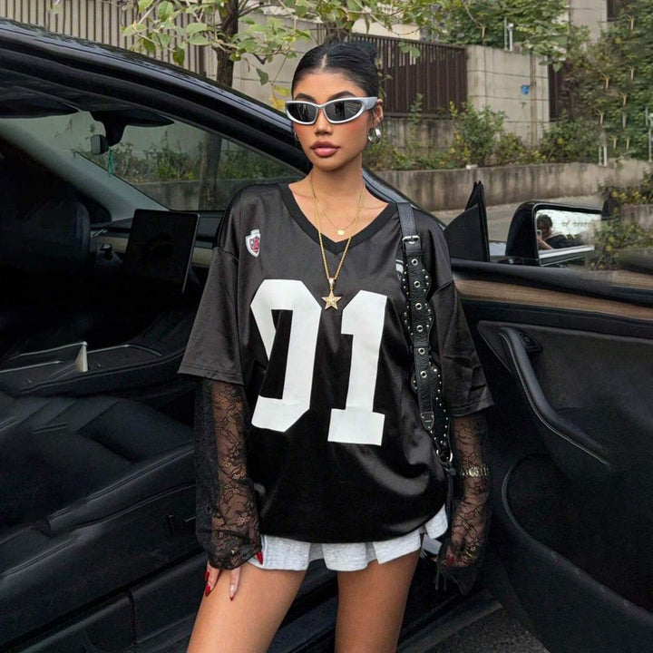 Kvinders Oversized Sports T-Shirt med Spændende Mesh Ærmedesign Stilla