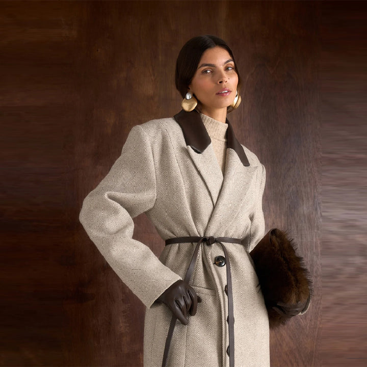 Damer Elegant Trench Coat med Bælte og Fin Krave Stilla