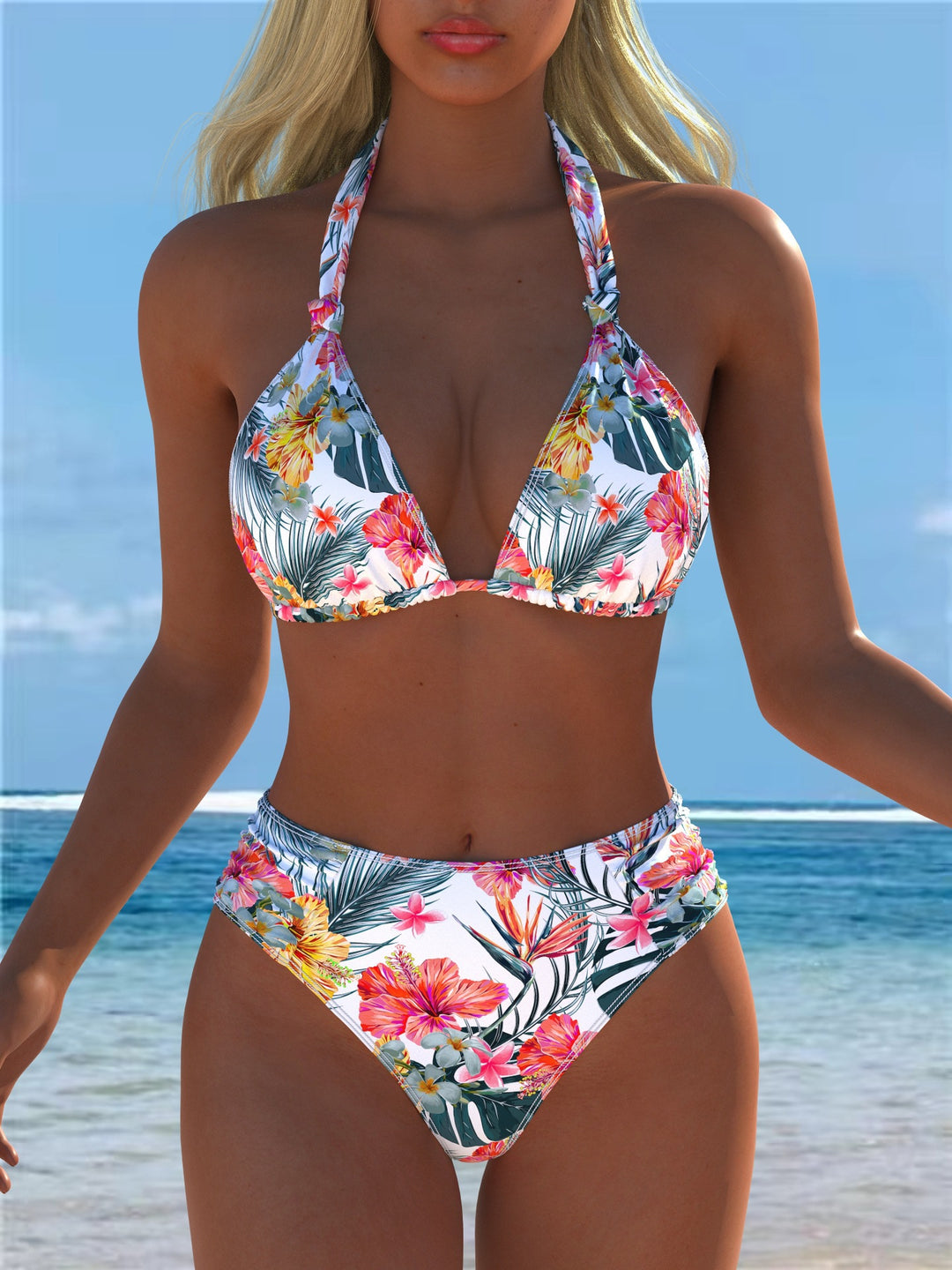 Dame triangle-bikini med høj talje og patriotisk stjernemønster Skovae
