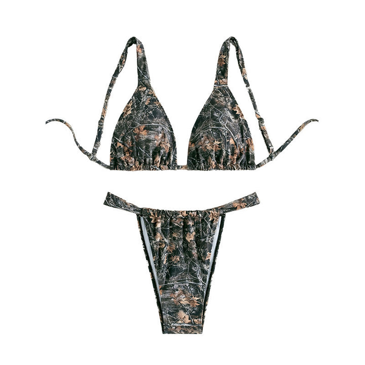 Dame triangel-bikini med blomsterdesign Skovae
