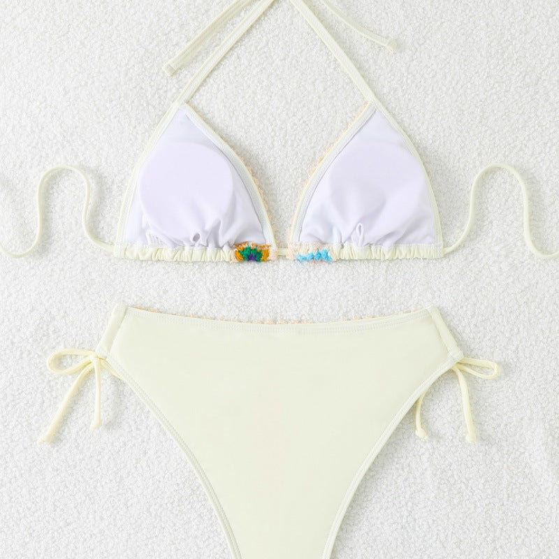 Dame Farverigt broderet bikini med høj talje Stilla