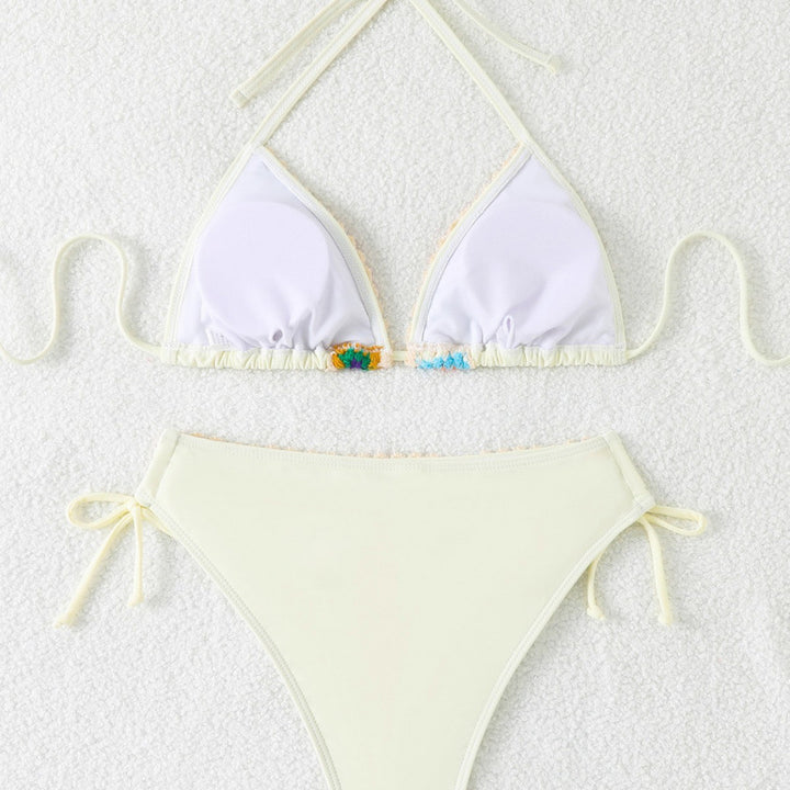 Dame Farverigt broderet bikini med høj talje Stilla