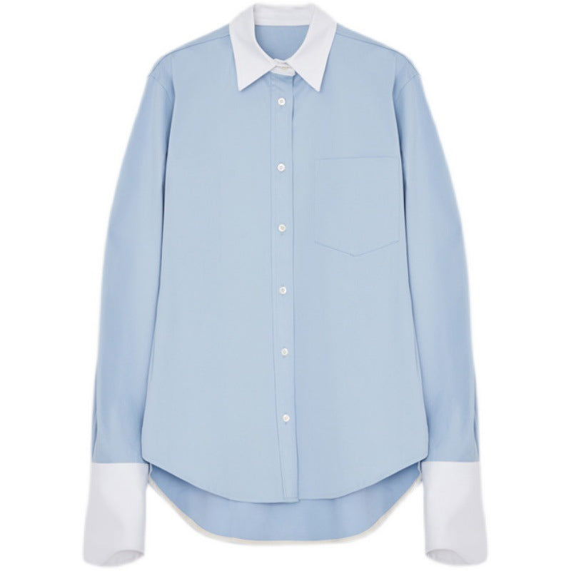 Dame let bluse med kontrasterende krave Stilla