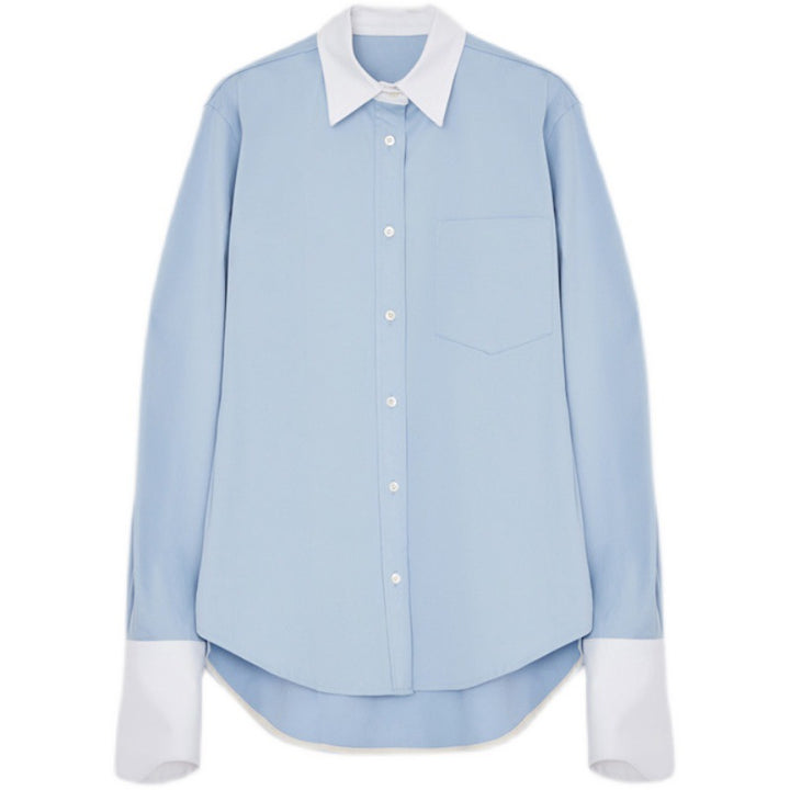 Dame let bluse med kontrasterende krave Stilla