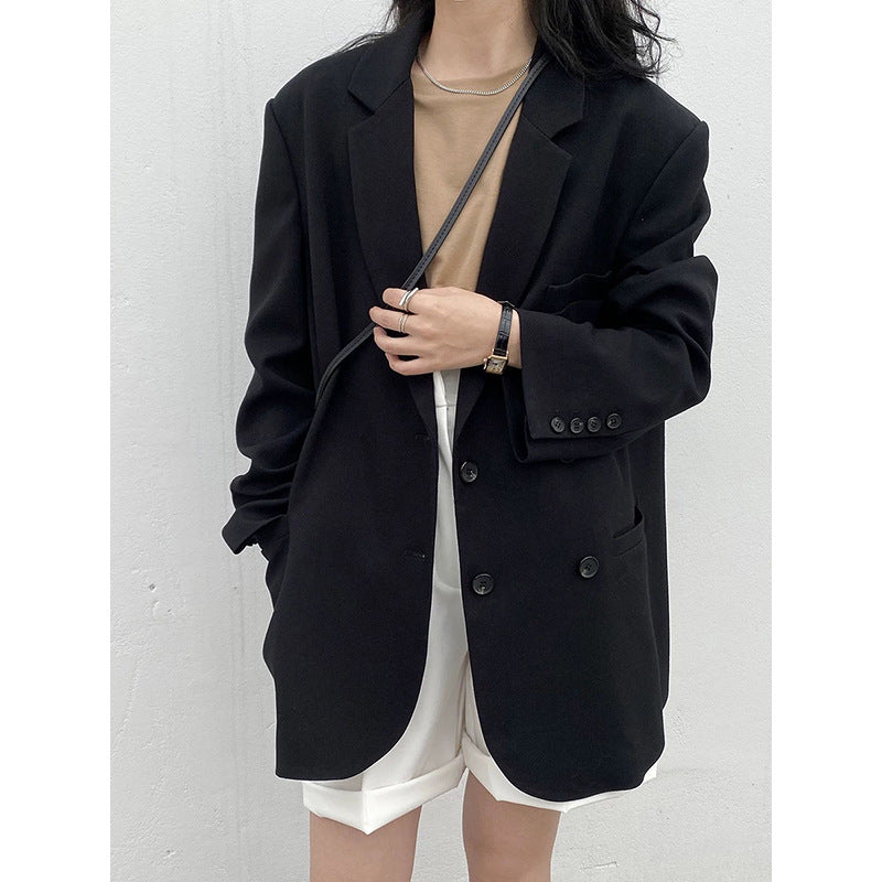 Dame elegant oversized Blazer med dobbelt knaplukning og struktureret design Stilla