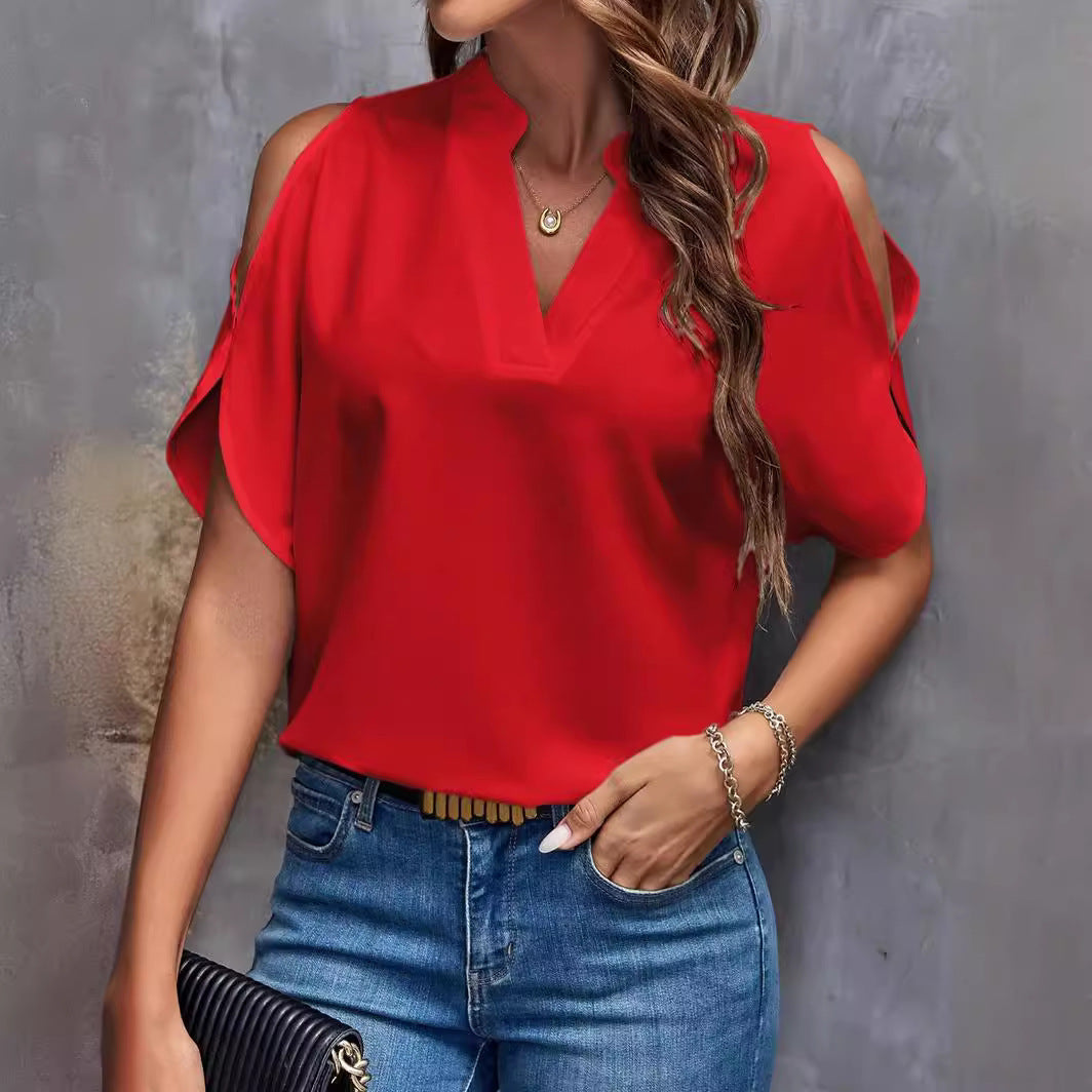 Dame Kvalitetsbluse med åbne skuldre og modemæssig Leo-print Stilla