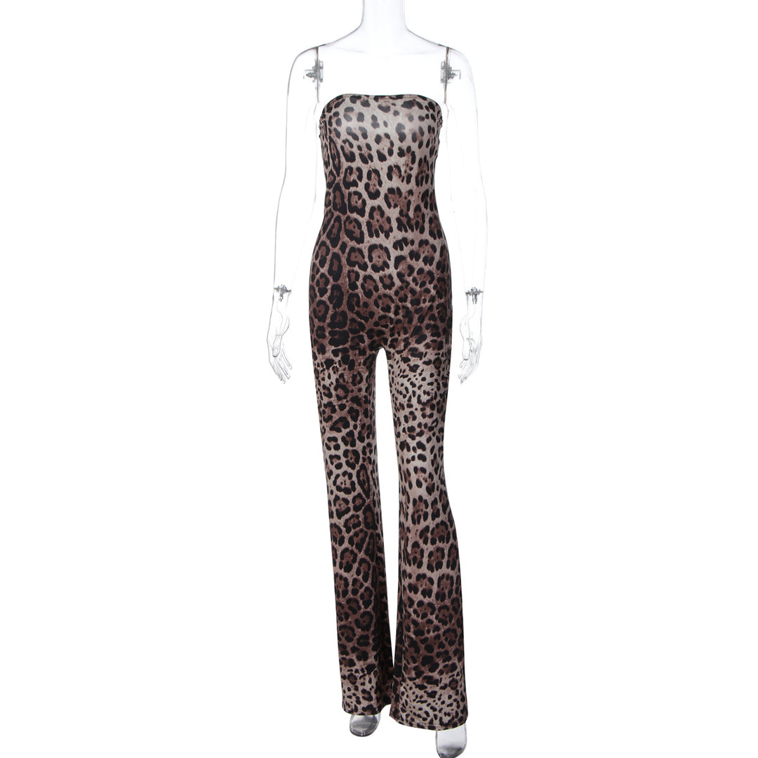 Dame Fashionable All-in-One Jumpsuit med leopardmønster og raffinert pasform Skovae