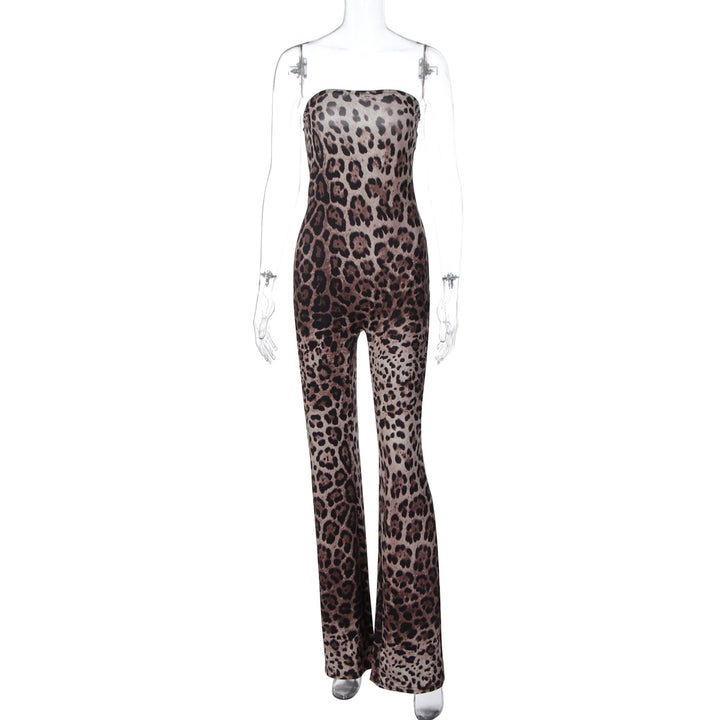 Dame Fashionable All-in-One Jumpsuit med leopardmønster og raffinert pasform Skovae