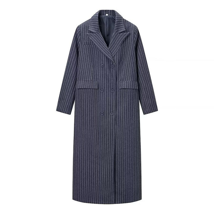Kvindernes elegante striped trenchcoat med dobbelte knaplukninger og praktiske lommer Stilla