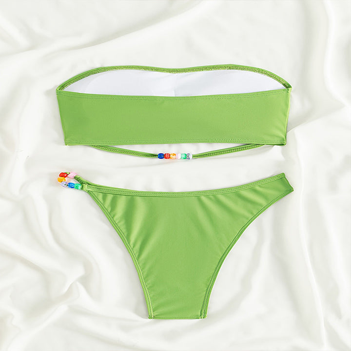 Dame bandeau-bikini-sæt med justerbart design og farverige detaljer Stilla