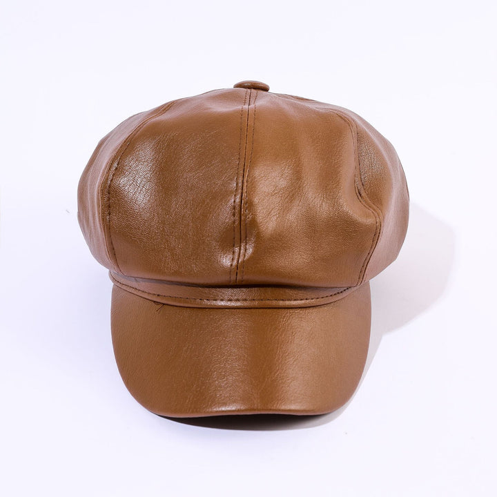 Dame Læder Baker Boy Cap med Klassisk Design Skovae