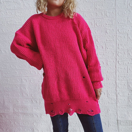 Kvinders afslappede oversized sweater med tekstureret strikdesign Stilla