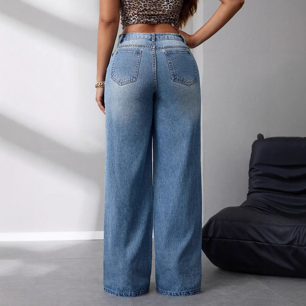 Dame bredskårede højredede jeans i en afslappet vintage stil Stilla