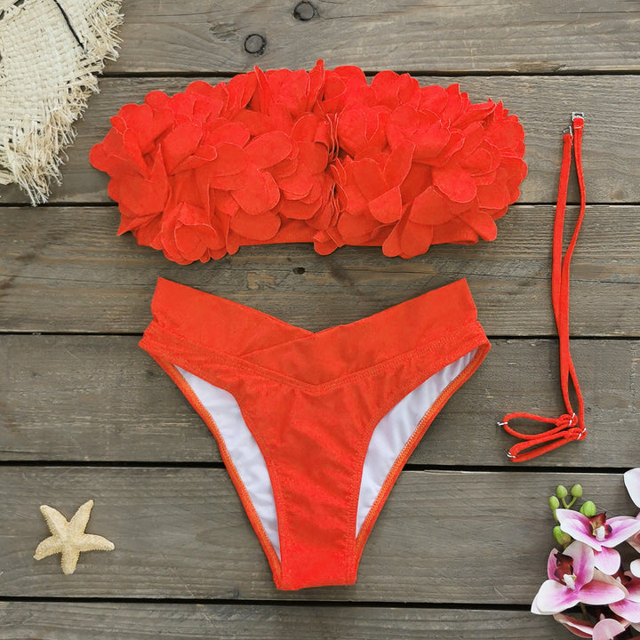 Dame bikini sæt med blomster top og høje trusser Stilla