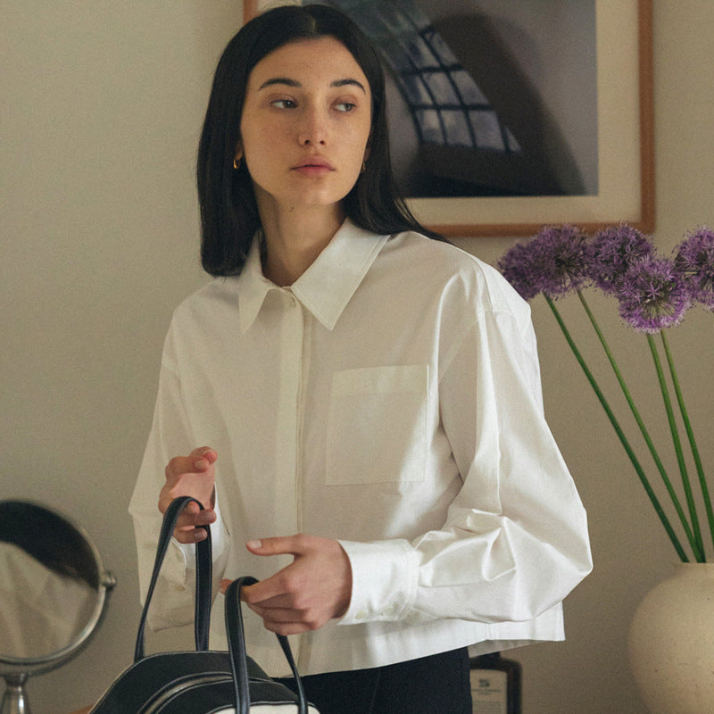 Dame Casual Skjortebluse med struktureret design og brystlomme Stilla