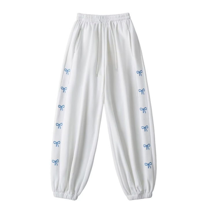 Dame Casual Joggingbukser med dekorative sløjfedetaljer og komfortabel pasform Stilla