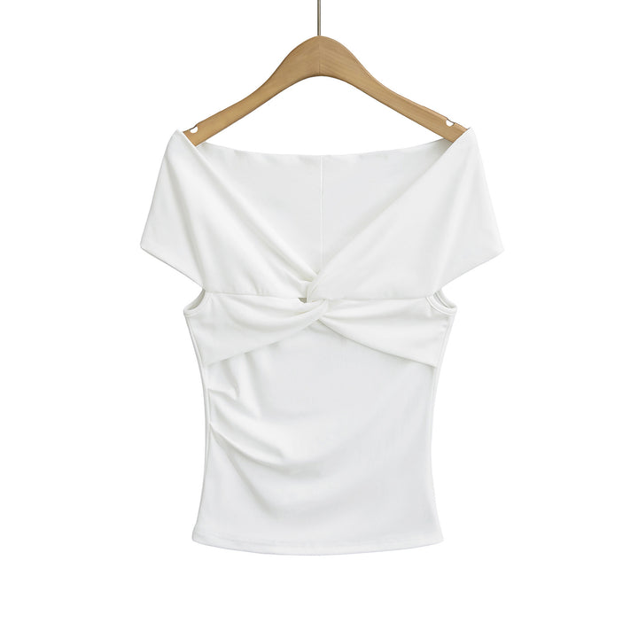 Dame Off-Shoulder Overdel med raffineret knudedesign og elastisk materiale Stilla