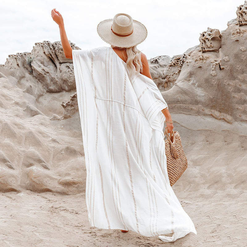Dame Let Stribet Strand-Kimono Stilla