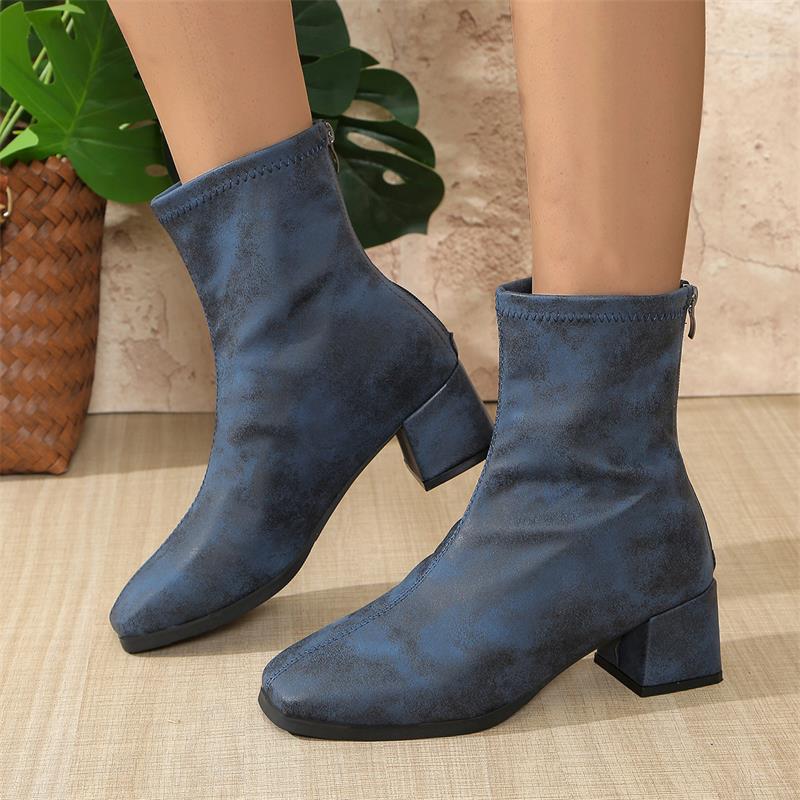 Dame elegante Ankle Boots med robust blokhæl og moderne snit Stilla