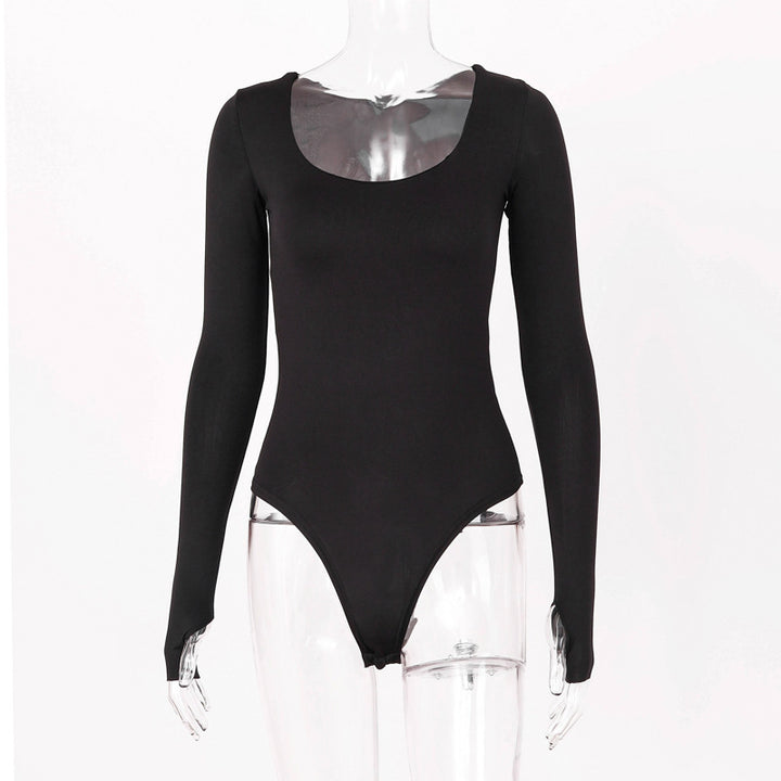 Dame Langærmet Bodysuit med dybudskæring og tætsiddende snit Stilla