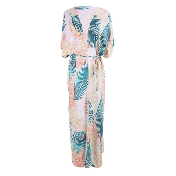 Dame Strandkimono med elegant palmeprint og afslappet pasform Stilla