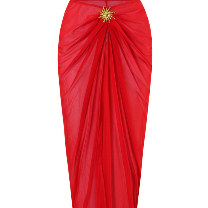Dame badedragt med elegant drapering og matchende nederdel Stilla