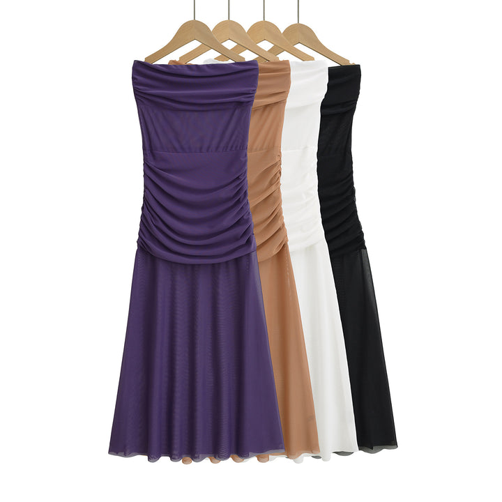 Dame Elegant Maxikjole med svajende nederdel og raffineret drapering-design Stilla