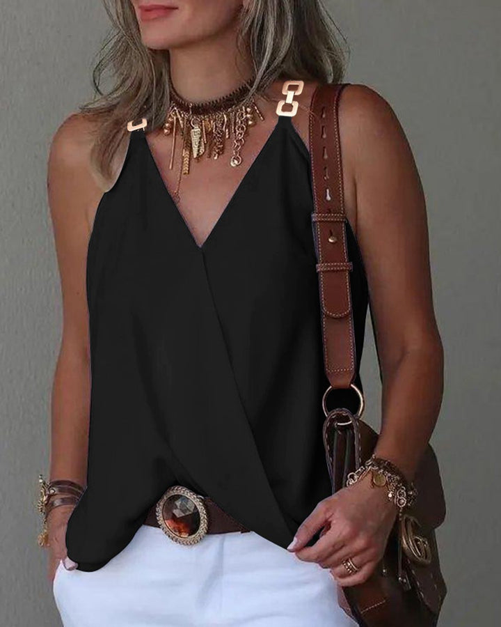 Dame Patchwork Tanktop med trendy V-udskæring Stilla