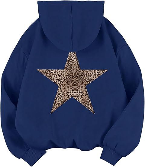 Kvindernes hoodie med stort leopardprint stjerne motiv Stilla