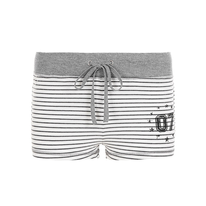 Dame fritidsshorts med raffineret stribemønster og elastisk talje Skovae