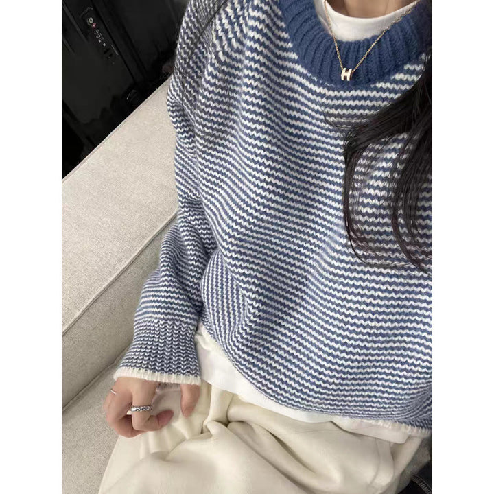 Kvinder casual strik sweater med bølgemønster og turtleneck Stilla