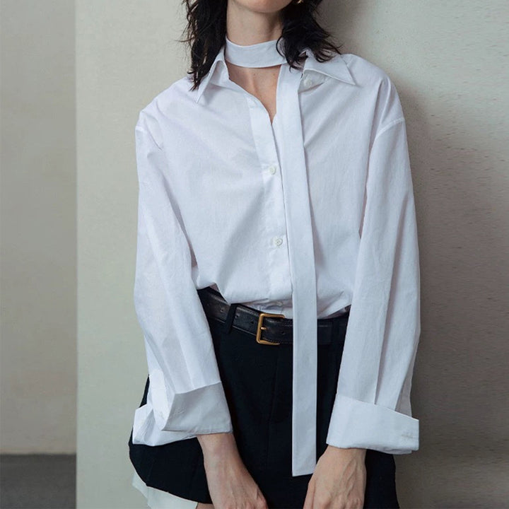 Dame elegant bluse med smart sløjfe og moderne snit Stilla