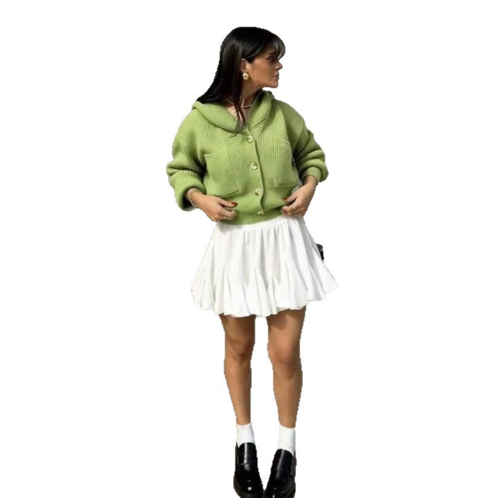 Kvinders cardigan med knapper og kontrastdesign Skovae