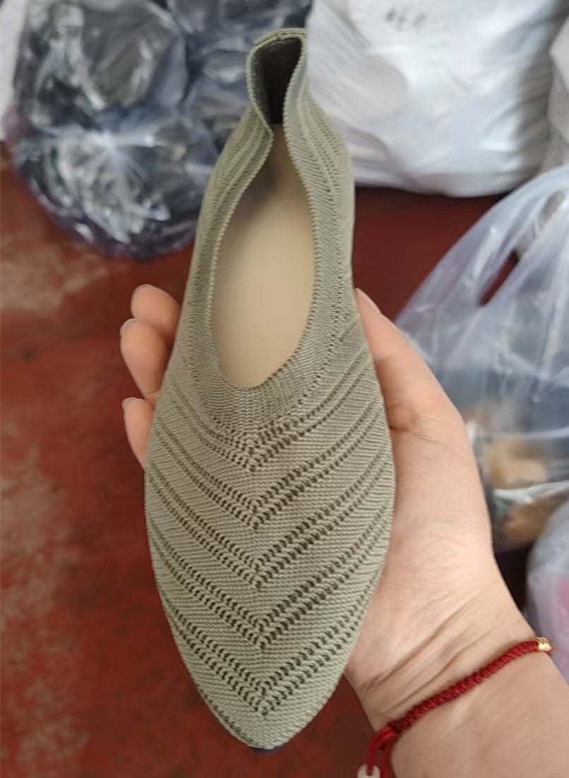 Dame elegante spidse Ballerinas med fashionabel strikdesign Stilla