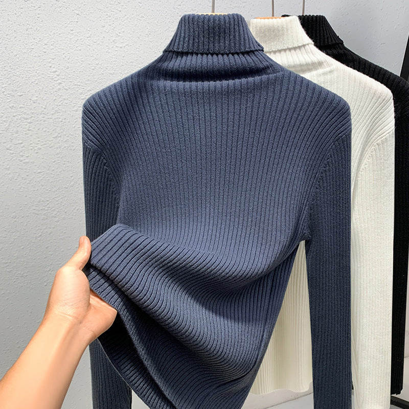 Dame rullekrave sweater i fin ribstrik Stilla