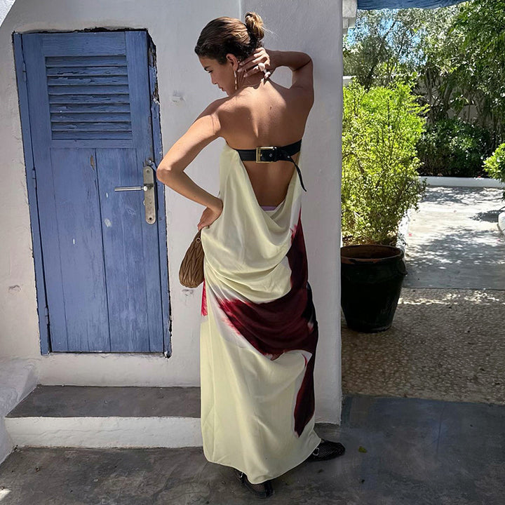 Femme Strapless Blomster Maxi Kjole Stilla