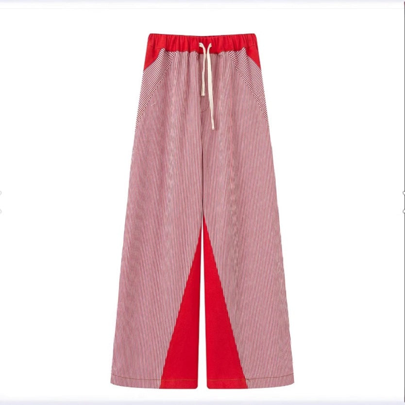 Dame bred stribepants med elastisk talje og praktiske lommer Stilla