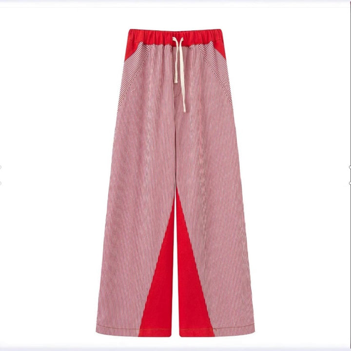 Dame bred stribepants med elastisk talje og praktiske lommer Stilla