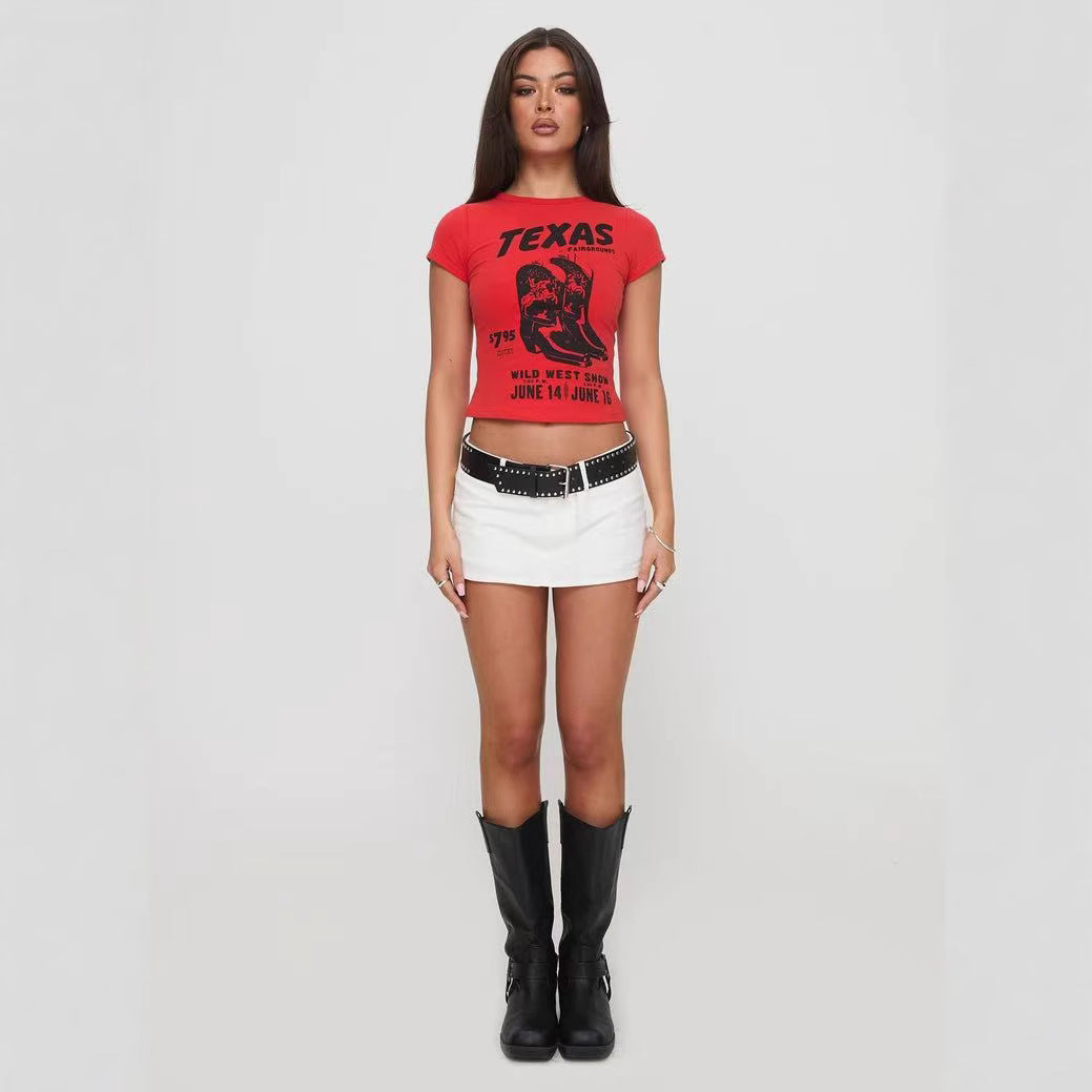Dame Grafiktryk Crop T-Shirt Stilla